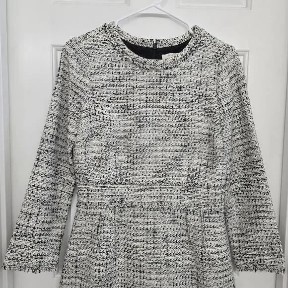 J.Crew Tweed Mini Dress Womens Sz 6 Long Sleeve Crew Neck Office Preppy Academy - Picture 2 of 13